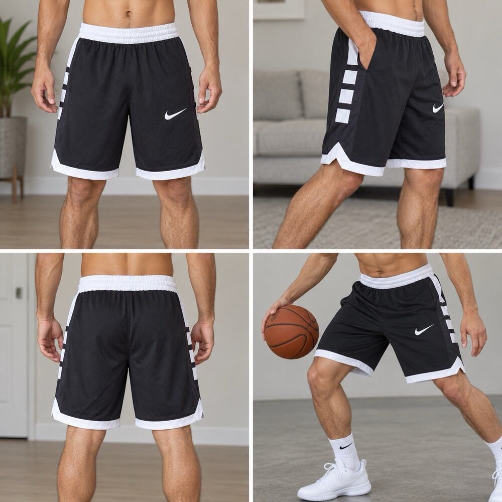 Nike Dri-FIT Basketball Shorts Mens Medium Black White Athletic Performance